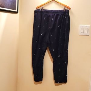 Nautica Sleepware Men's Navy Blue Pants with Sailboat Design Elastic Waist XL